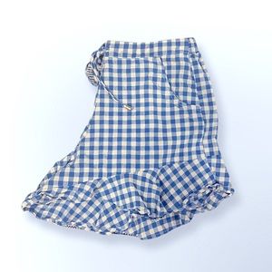 BLUE CHECKERED FLOUNCE SHORTS. SIZE M. *NWOT*